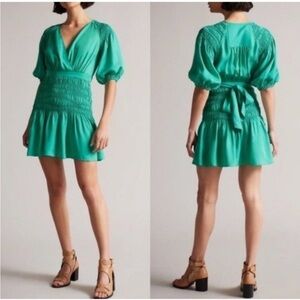 NWT Ted Baker Taluna Vibrant Green Wrap Mini Dress